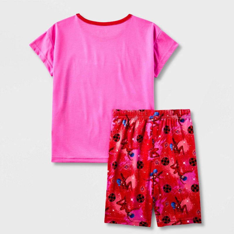 Girls' Miraculous Tales of Ladybug CatNoir 2pc Pajama Set - Red/Pink, 2 of 4