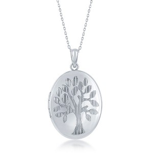 Bella Silver Sterling Silver Tree of Life Design Oval Locket  - Silver - 1 of 2