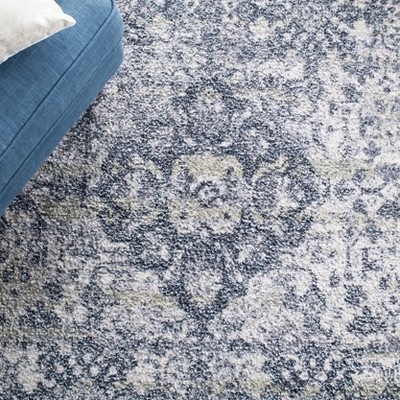 Navy and Sage Tufted Round Cotton Area Rug