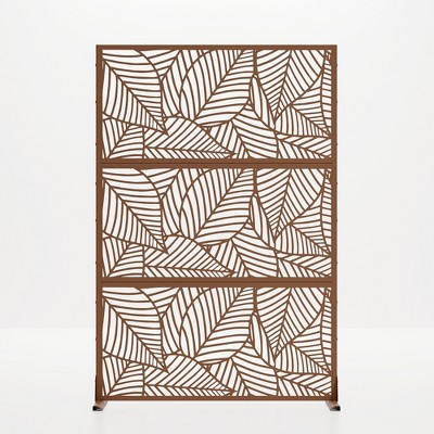 Lirago Brown 72 in. Galvanized Metal Outdoor Privacy Screens Garden Outdoor Fence
