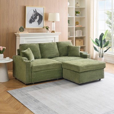 NicBex 80 inch Convertible Sleeper Chair,Modern Pull-out Sofa Bed with Footstool,Soft Couches with Solid Wood Frame for Living Room,Green/Orange/Black