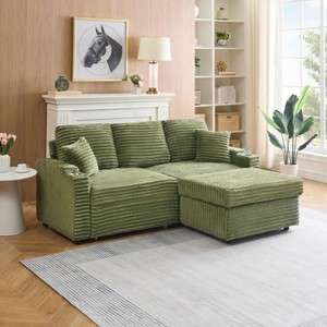 NicBex 80 inch Convertible Sleeper Chair,Modern Pull-out Sofa Bed with Footstool,Soft Couches with Solid Wood Frame for Living Room,Green/Orange/Black - 1 of 4