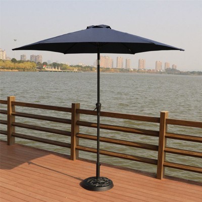 VisioGear Patio Umbrella, Outdoor Umbrella, Market Umbrella with Resin Umbrella Base, Push Button Tilt and Crank lift, Navy Blue, 106.3*106.3*94