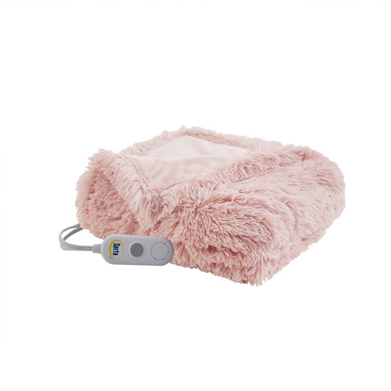Serta Leena Shaggy Faux Fur Electric Heated Throw Blanket, 1 of 8