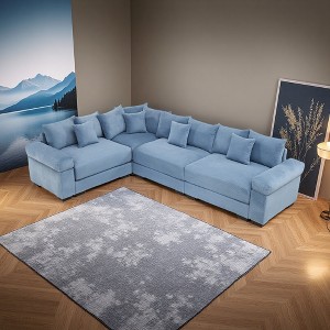 116.9" Corduroy Cloud L-Shaped Modular Sectional Sofa with Thick Cushions & Wide Armrests - 1 of 4