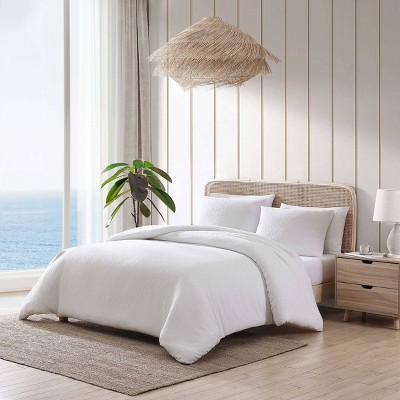 King White Cotton Wicker Weave Duvet Set