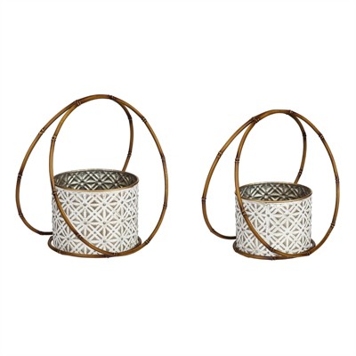 Cape Craftsmen Metallic Tabletop Planters Set Of 2