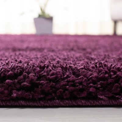 Luxurious Purple Synthetic Shag Area Rug, 9'6" x 13'
