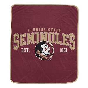 NCAA Florida State Seminoles Vintage Arch Block Flannel Fleece Blanket: Sports Team Logo Throw - 1 of 1