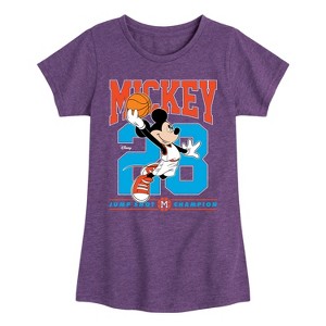 Girls' - Disney - Mickey Jump Shot Fitted Short Sleeve Graphic T-Shirt - 1 of 4
