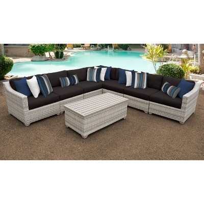 Farimont 8pc Patio Sectional Seating Set with Cushions - Black - TK Classics