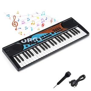 Costway 49 Keys Portable Electric Keyboard Piano with 8 Rhythms, 8 Tones & 10 Demos, Black/White/Red - 1 of 4