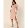 Seta T Women's Sweetheart Neck Long Sleeve Slim Fit Knit Sweater Midi Dresses - 3 of 4