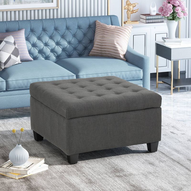 Isabella Contemporary Tufted Fabric Storage Ottoman - Christopher Knight Home, 3 of 14