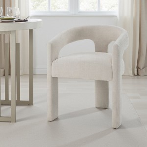 Royal Hampton Set of 2 Side Dining Chair, Rounded Back, Modern White Chenille - 1 of 4