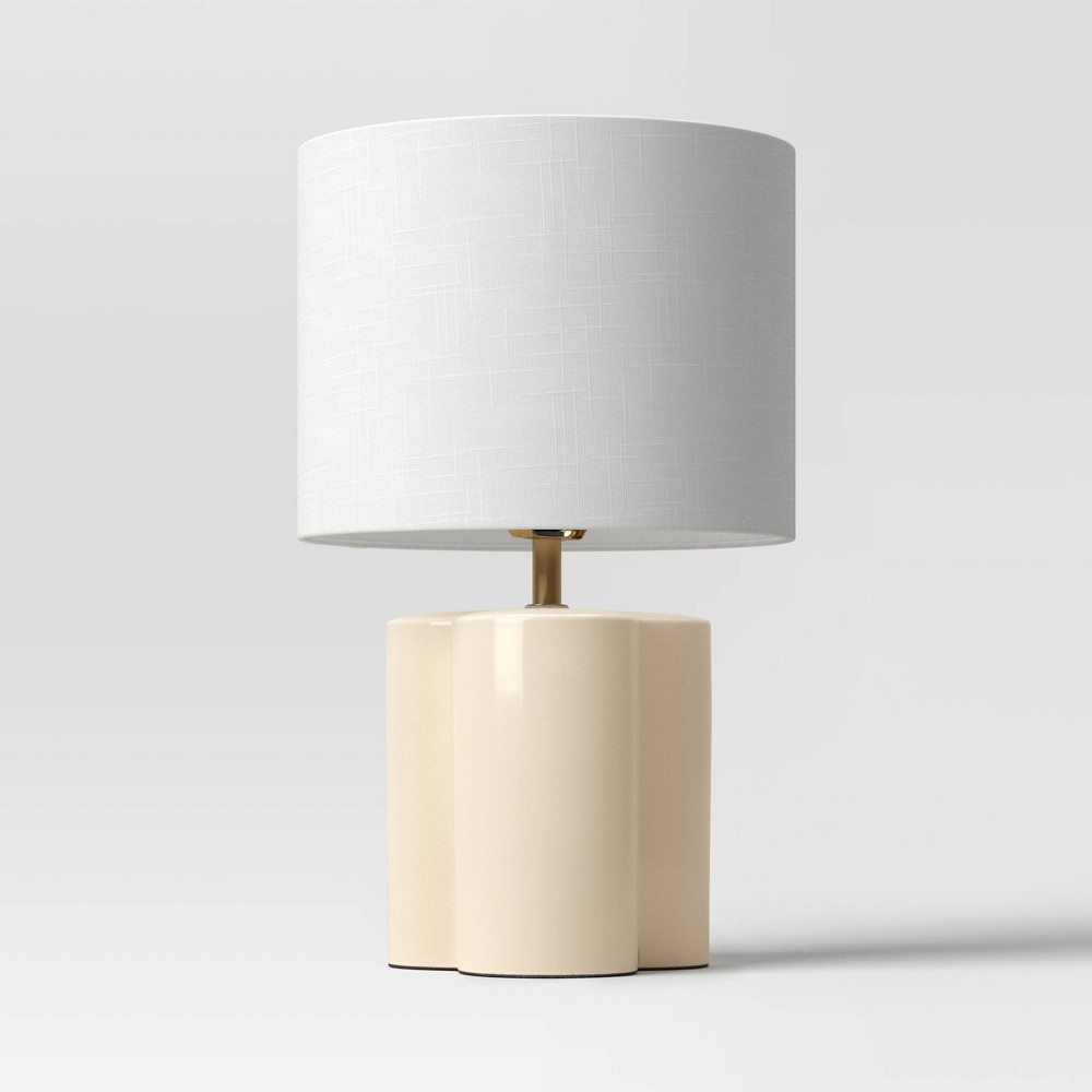 Photos - Floodlight / Street Light 17"x10.25" Modern Clover Table Lamp Cream - Threshold™