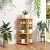 Tangkula 4-Tier Corner Shelf w/ Rubber Wood Frame Anti-Toppling Kit Home Office Natural - image 4 of 4