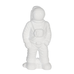 Sagebrook Home 12" Ceramic Astronaut Statuette - Contemporary White Space Themed Figurine - Astronaut Statue for Home or Office Table Decor - Space - 1 of 4