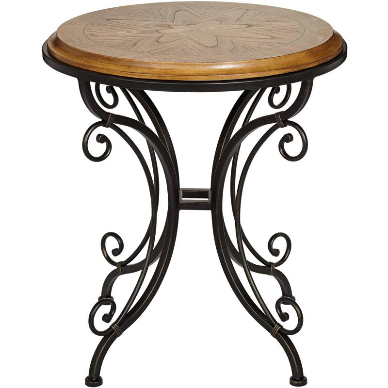 Kensington Hill Traditional Wood Black Round Accent Table 22 1/4" Wide Gold Brushed for Living Room Bedroom Bedside House Office, 5 of 10