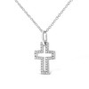 Haus of Brilliance Silver 1/10 cttw Pave-Set Round-Cut Diamond Open Cross Pendant Necklace - 4 of 4