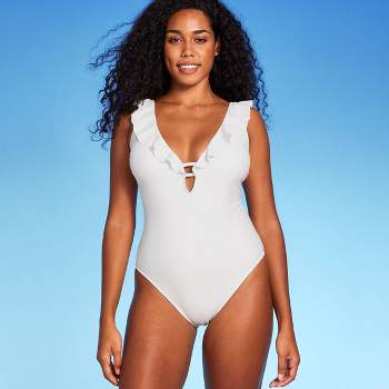 Liberty & Justice Women's High Leg Cheeky One Piece Swimsuit - Navy  Blue/White