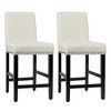 Tangkula 4PCS Upholstered Counter Stools Bar Stool Home Kitchen w/ Wooden Legs Beige - 4 of 4