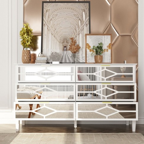 Hitow White 6 Drawer Dresser Unique Mirror Design Chest Of Drawers Target