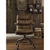 TiramisuBest Vintage Brown Leather High-Back Office Chair with Wooden Armrests & 4-Star Base - 3 of 4