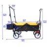 FURNIinspire Wheelbarrows And Lawn Carts Folding Wagon Cart, Collapsible Outdoor Utility Cart With Handle, Yellow, 53.5“*47"*42.52" - 3 of 4