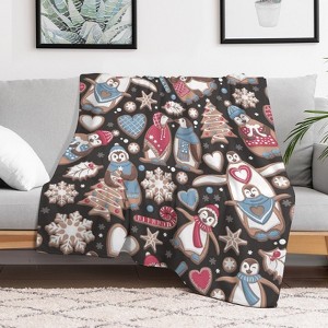 Penguin Christmas Gingerbread Christmas Throw Blanket Soft Fleece Christmas Blanket Cozy Flannel Throw for Couch Bed 30x40 inches - 1 of 1