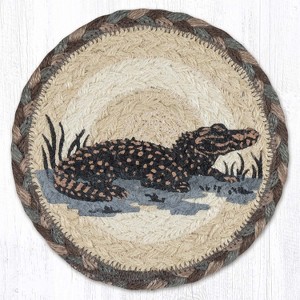 Earth Rugs Decorative Alligator Round Coaster – Rustic Farmhouse Wildlife Accent 7"x7" - 1 of 3