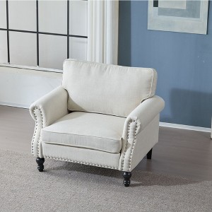 PAGED Couch Deep Seat Rolled Arm Sofa with Nailhead Trim and Wooden Leg for Apartment - 1 of 4