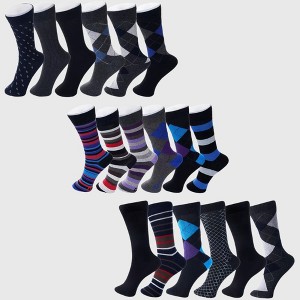 Alpine Swiss Mens Cotton 18 Pack Dress Socks Solid Ribbed Argyle Shoe Size 6-12 - 1 of 4