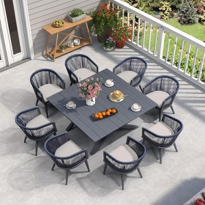 PURPLE LEAF Patio Dining Set All-Weather Wicker Aluminium Outdoor Table and Chairs Set for Backyard Decor Kitchen Modern Furniture Set - 1 of 4