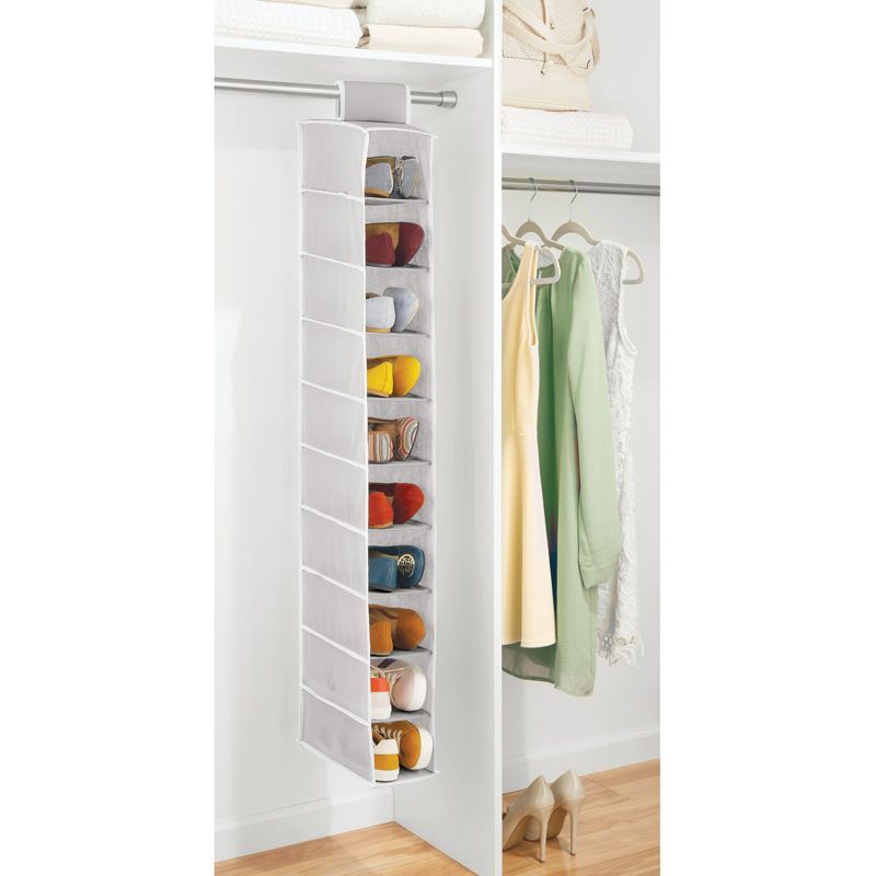 mDesign Soft 10 Shelf Fabric Closet Hanging Storage Unit, 2 Pack, 3 of 10