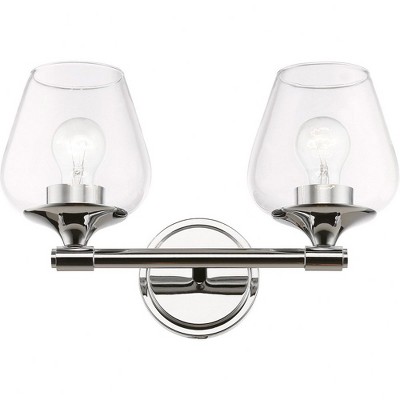 Willow Polished Chrome 2-Light Vanity Sconce with Clear Glass