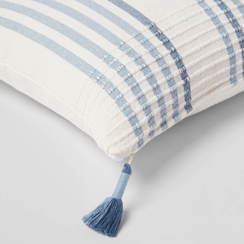 Oversized Woven Striped Lumbar Throw Pillow with Tassel Zipper Neutral/Blue - Threshold&#8482;, 5 of 6