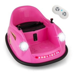 Costway Ride on Bumper Car for Kids with Remote Control 360 Degree Spin LED Light Red/Pink/Navy/Blue - 1 of 4