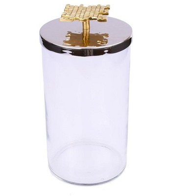 Classic Touch Glass Canister With Mosaic Design - 4"D X 8.25"H