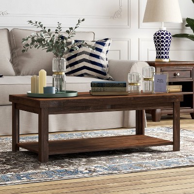 NicBex Retro Style 48"Rectangle Coffee Table with Storage Shelf,Simple Tea Table,Center Table for Living Room