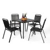 5 Piece Metal Outdoor Patio Dining Set,4 Seater Steel Square Dining Table and Plastic Chairs Set,Modern Garden Furniture Dining Set-Coolbibila - 2 of 4