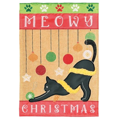 Magnolia Garden Meowy Christmas Cat Ornaments 13 x 18 Inch Polyester Garden Flag