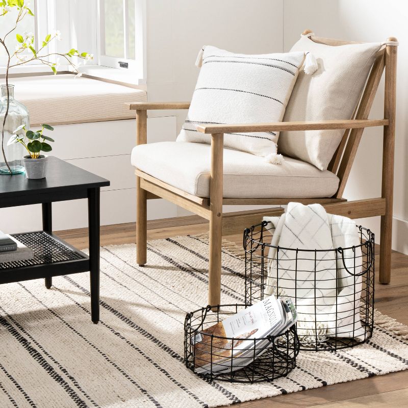 Round Wire Storage Basket with Handles Black - Hearth & Hand™ with Magnolia, 2 of 10