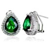 ELYA Green Pear-Cut Cubic Zirconia Halo Sterling Silver Earrings (16mm) - 2 of 3