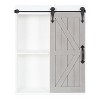 Kate and Laurel Cates Wood Wall Storage Cabinet with Sliding Barn Door, 21.25x27.5, White and Gray - 3 of 4