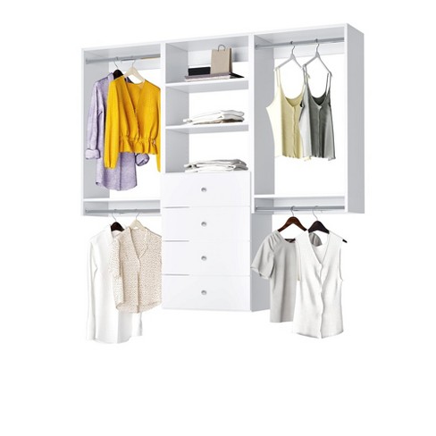 Modular Closets Built-in Closet Tower With Slanted Shoe Shelves - 31.5,  White