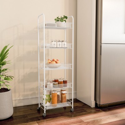 Hastings Home Tiered Rolling Storage Cart - Mobile Space Saving Organizer for Kitchen, Office, Garage, and Bathroom