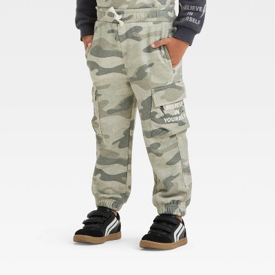 Image of Grayson Mini Toddler Boys' French Terry Pull-On Cargo Jogger Pants - Green 18M