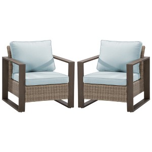 YARDSIGHT 2-Piece Wicker Patio Armchair Set with Cushions -Weather-Resistant Lounge Chairs with Sturdy Metal Frame - 1 of 4