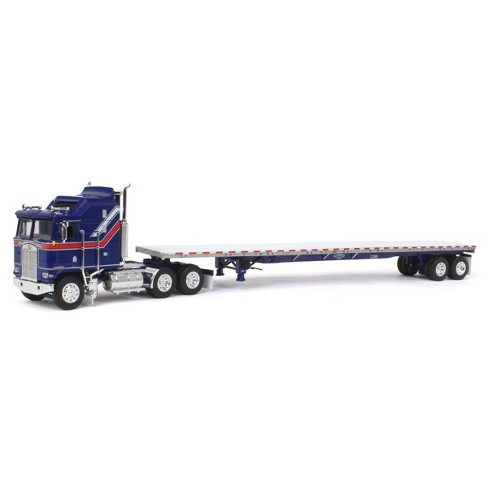 First Gear DCP 1/64 Kenworth K100 COE Aerodyne Sleeper w/ 53' Wilson  Roadbrute Flatbed Trailer, Liberty Series 69-1657